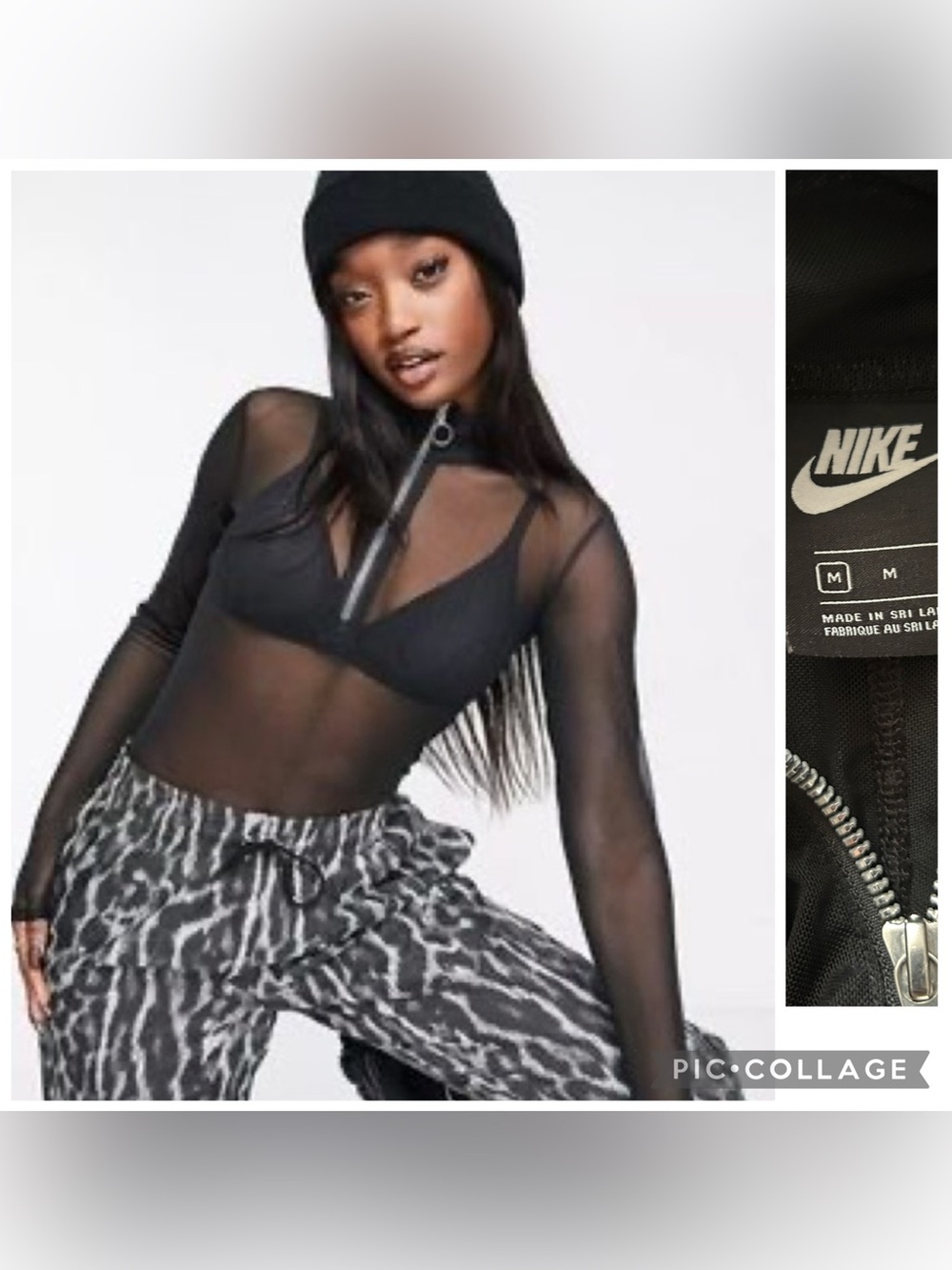 Nike Icon Clash Black MESH Bodysuit Long Sleeve Size Medium
